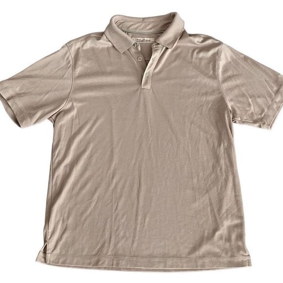 Tommy Bahama Golf Polo Size Mens Large Tan Khaki Color Preloved Excellent - Picture 1 of 6